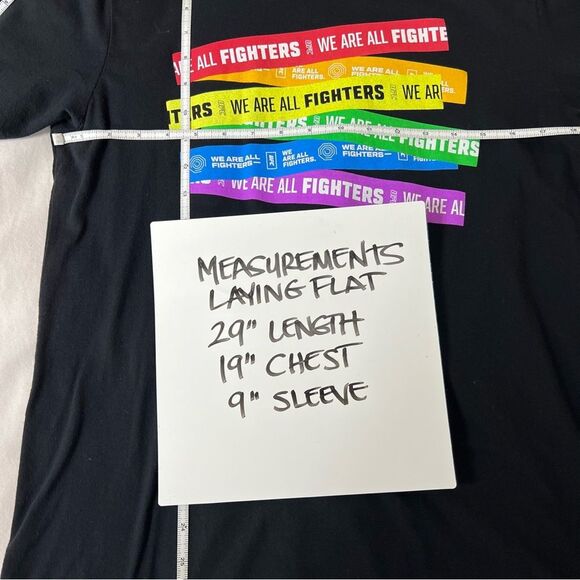 UFC Women Size Large MMA T-Shirt Black We Are All Fighters LGBTQ Pride Equality - Picture 6 of 7